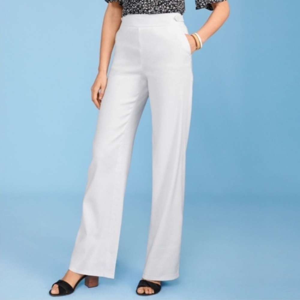 Talbots White High-Rise Wide-Leg Trousers
